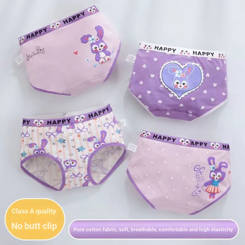 ❤Bộ 4 Quần Lót Tam Giác Bằng cotton Nguyên Chất Kháng Khuẩn Không Kẹp Cho Bé Gái