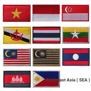 Cờ Các Nước Thế Giới Đông Nam Á Dán Trang Trí Quần Áo Họa Tiết Rằn Ri