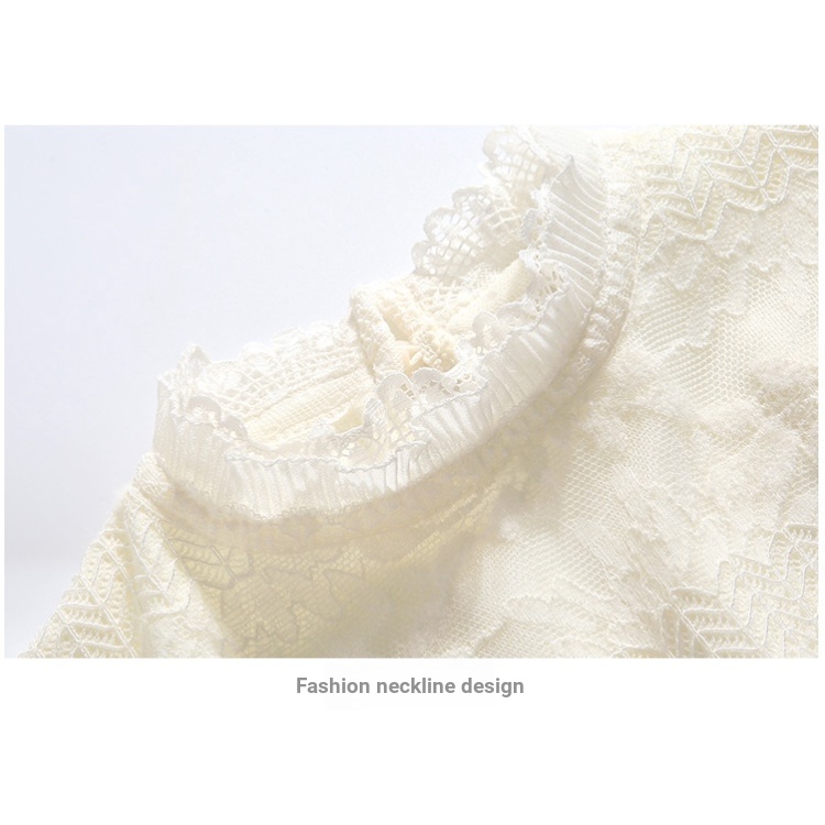 Áo Ren Lưới Tay Phồng Cổ Đứng Phong Cách Phương Tây Thời Trang Mùa Đông Cho Nữ