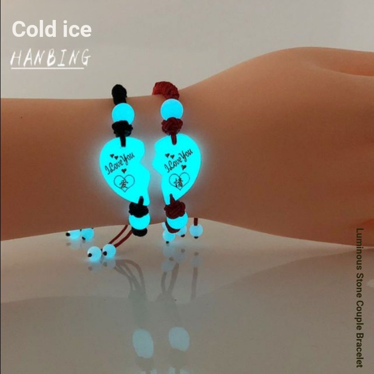 Vòng Tay Cặp Dây Đỏ Mặt Đá Phát Sáng In Chữ love souvenir Dành Cho Học Sinh Nam Nữ