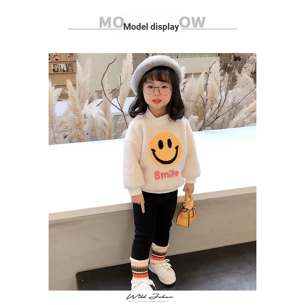 ❤Quần Legging Dài Lót Lông Cừu Dày Dặn Họa Tiết Kẻ Sọc Thời Trang Xuân Thu Cho Bé Gái
