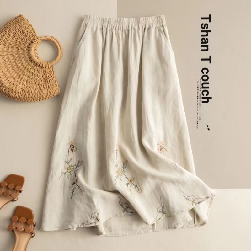 Đầm cotton Dáng Rộng Thêu Họa Tiết Dân Tộc Thời Trang Mùa Thu Hàng Mới 2023 Dành Cho Bạn Nữ