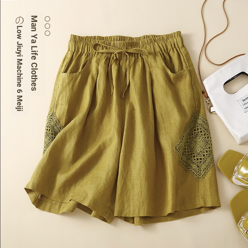 Quần Short cotton Lanh Dáng Rộng Phong Cách retro Thời Trang Mùa Hè Hàng Mới 2023 Dành Cho Bạn Nữ