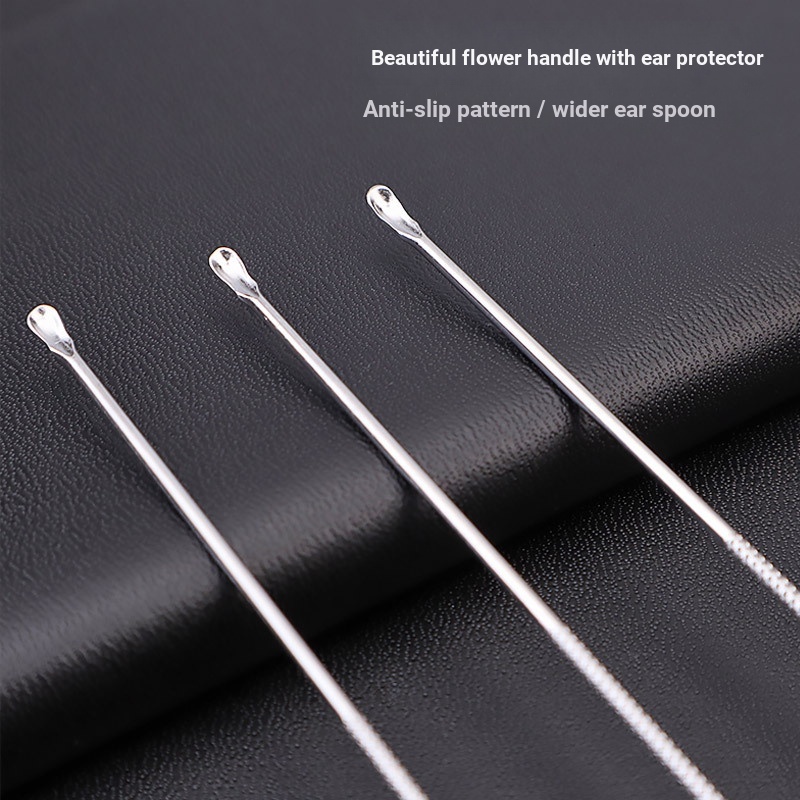 Bộ Muỗng Lấy Ráy Tai Cán Tre Siêu Dài Bằng Thép Siêu Mịn