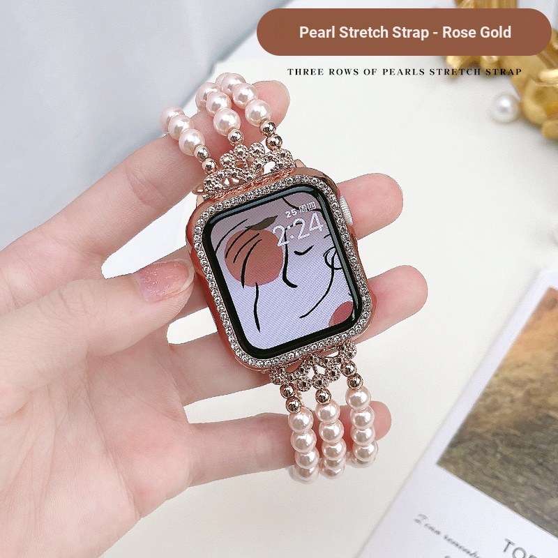 Dây Đeo Inox Đính Đá Cho Đồng Hồ Thông Minh apple watch 7th se 6 5 4 3rd 38 / 40 42 / 44