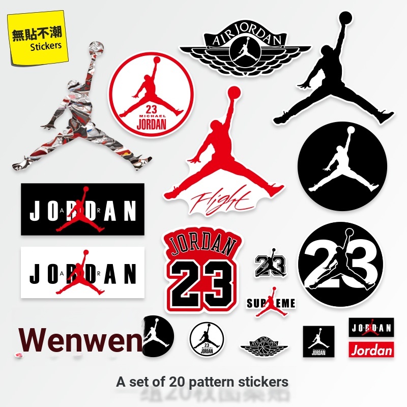 jordan tide thương hiệu logo hành lý vali dán xe đẩy trường hợp máy tính xách tay guitar dán chống thấm nước