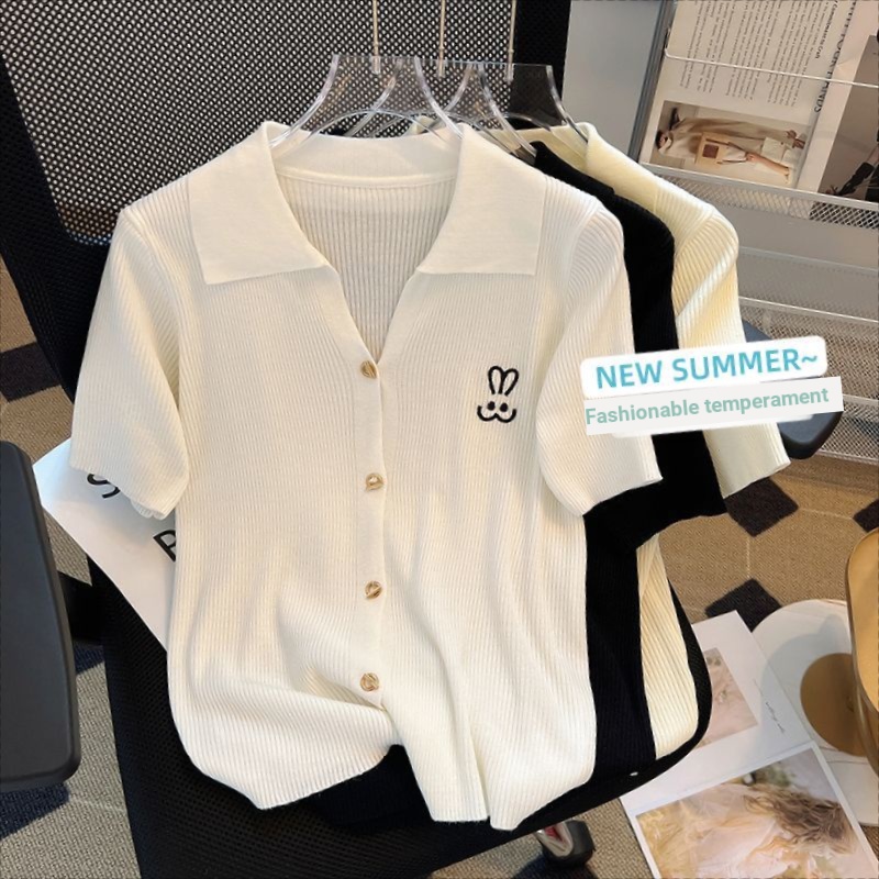 Áo Thun Lụa Dệt Kim Tay Lửng Màu Sắc Trơn Thời Trang Mùa Hè 2023 Dành Cho Nữ