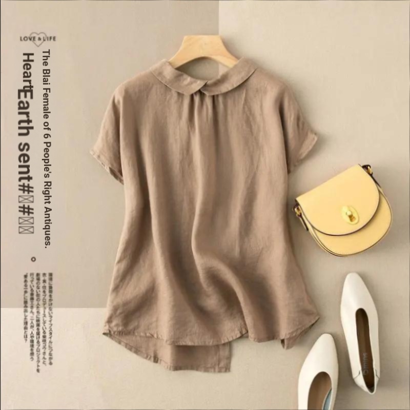 Áo Sơ Mi cotton Cổ Búp Bê Tay Lửng Thời Trang Mùa Hè Hàng Mới 2023