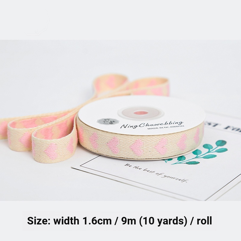 Cuộn Dây Ruy Băng Thêu Hình Trái Tim Viền Vải Ruy Băng Trang Trí Bó Hoa / Bánh Kem diy
