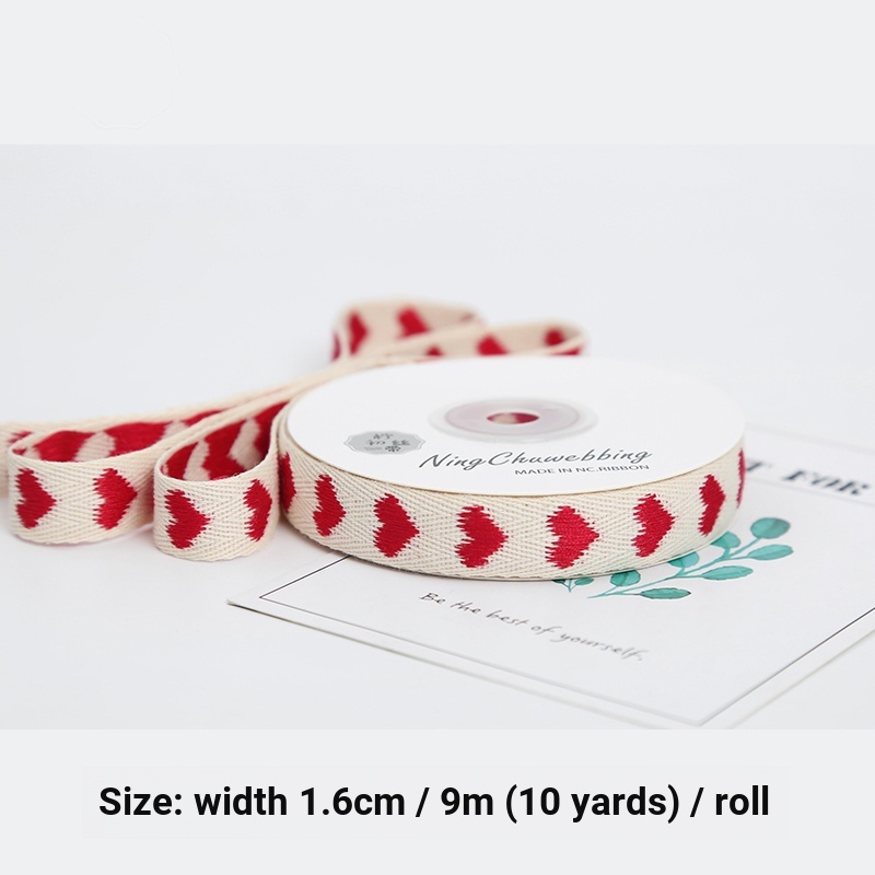 Cuộn Dây Ruy Băng Thêu Hình Trái Tim Viền Vải Ruy Băng Trang Trí Bó Hoa / Bánh Kem diy