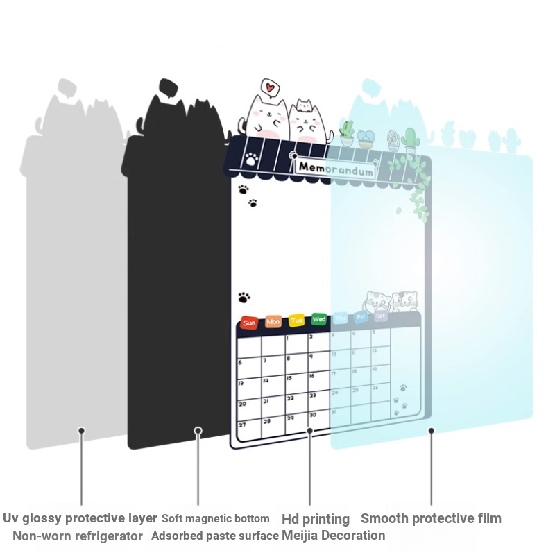 Hoạt Hình Bảng Ghi Chú Từ Tính Dán Tủ Lạnh Họa Tiết Sáng Tạo