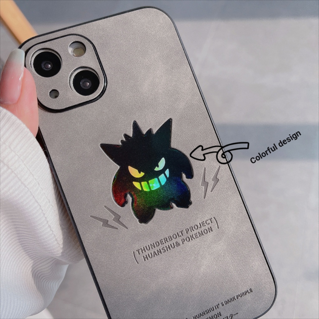 Gengar Bao Da Điện Thoại Cứng Màu laser In Hình Pokemon Cho iphone 15 11 12 13 14 pro max 15 15