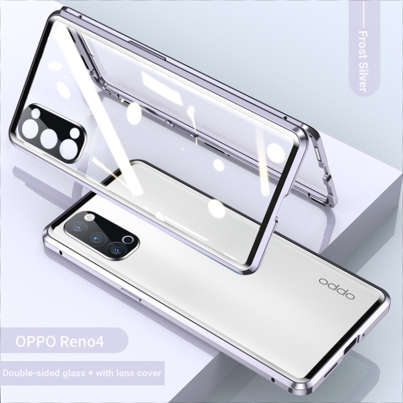 Ốp Điện Thoại Kính Cường Lực Hai Mặt Nam Châm Cho oppo reno5 pro reno6 reno4 pro reno7