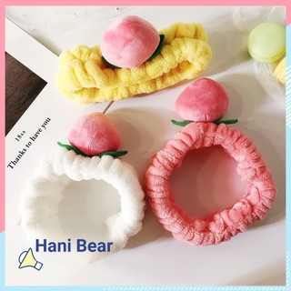 🍓Gấu hani🍓Dây buộc tóc có lông đào dễ thương hàn quốc trái cây đào rửa mặt dây buộc tóc đàn hồi phụ kiện tóc