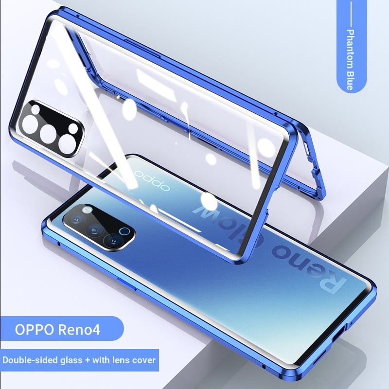 Ốp Điện Thoại Kính Cường Lực Hai Mặt Nam Châm Cho oppo reno5 pro reno6 reno4 pro reno7
