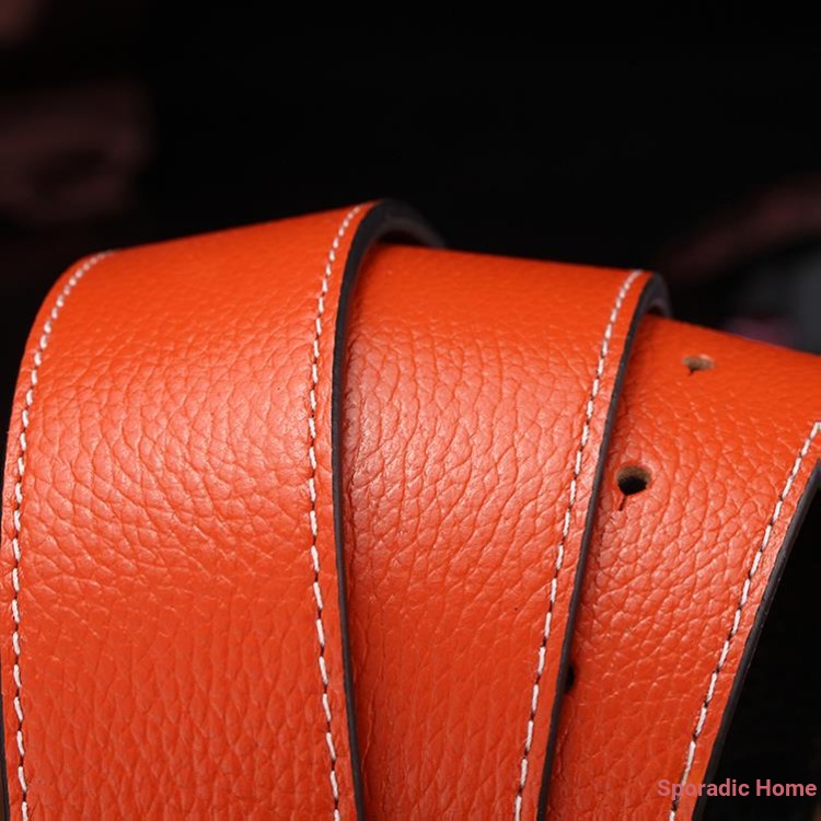 Z Đai Thắt Lưng Không Đầu Khóa Chữ i Đục Lỗ Màu Cam / Trắng Cho Nam