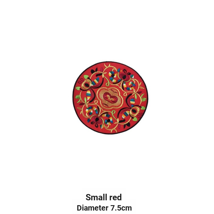 Miếng Dán Vải Thêu Hình Tròn Phong Cách Dân Tộc Cổ Điển Dùng Trang Trí Quần Áo diy