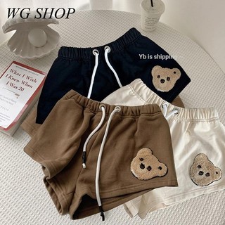 Quần Short Thể Thao Lưng Cao Cột Dây Thêu Hình Gấu Dễ Thương Cho Nữ