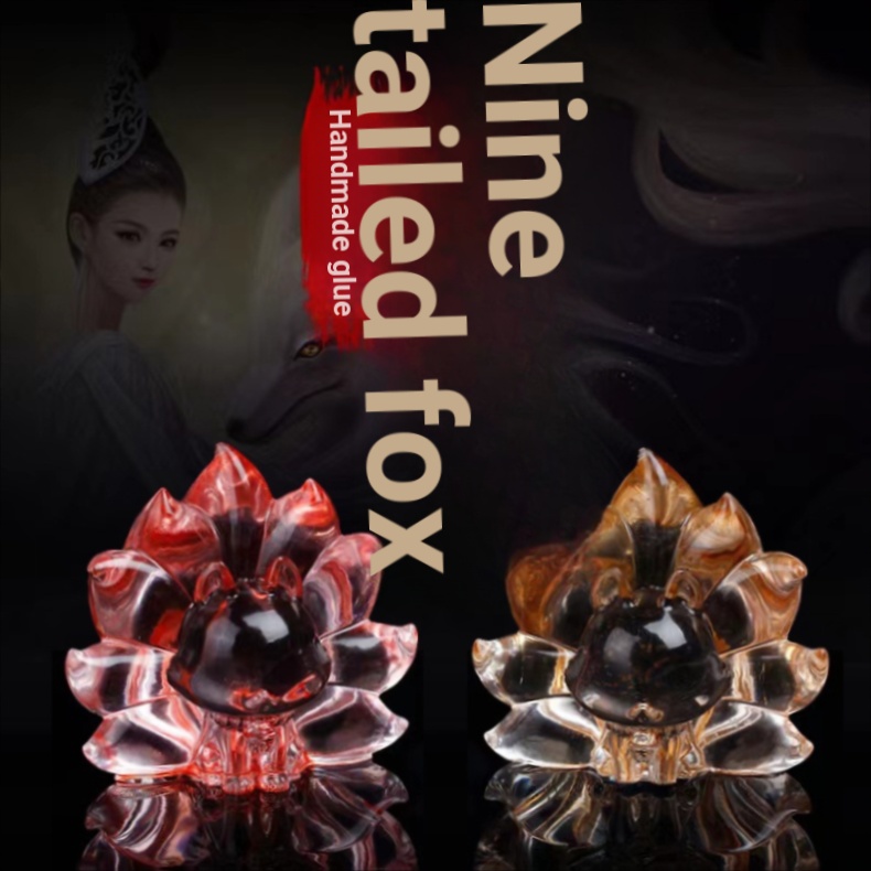 Ins girl heart nine Tầng Cáo Chín Lớp epoxy Pha Lê Cáo Chín Đuôi Để Bàn Trang Trí Nàng Tiên