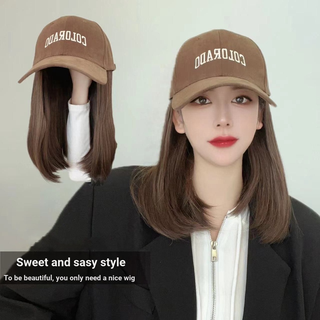 Mới Bộ Tóc Giả Ngắn Kèm Mũ Đội Thời Trang Dành Cho Nữ