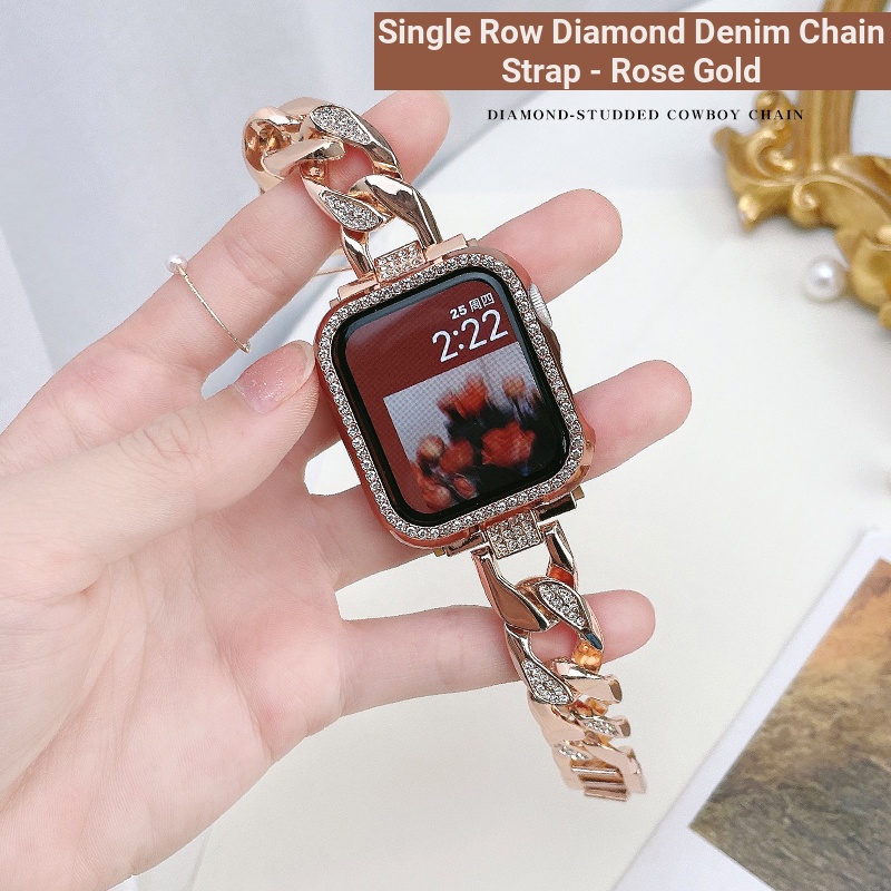 Dây Đeo Inox Đính Đá Cho Đồng Hồ Thông Minh apple watch 7th se 6 5 4 3rd 38 / 40 42 / 44