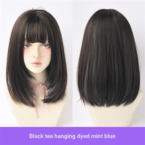 Mới Bộ Tóc Giả Dài Thẳng Nhuộm Màu gradient Tự Nhiên Có Móc Tai Dễ Thương