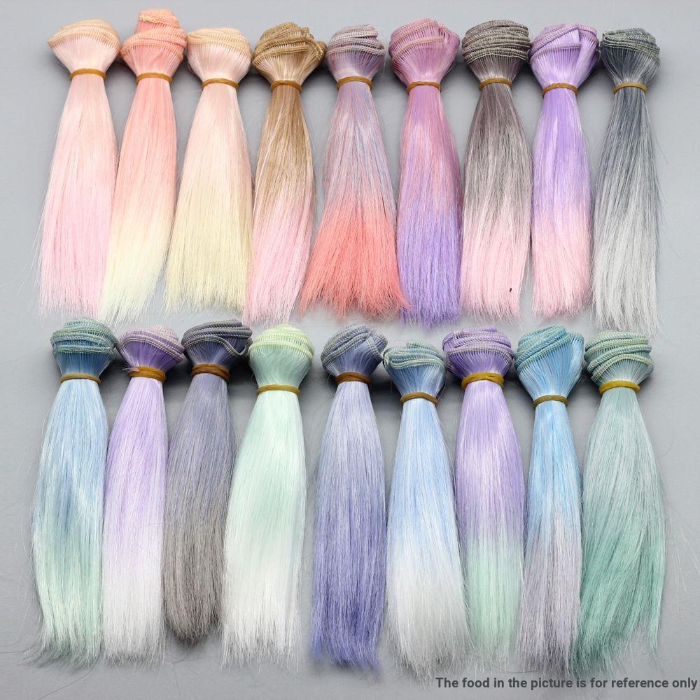 [Sản phẩm obj] Bapyrene Lolita Doll Wig Hair Row Handmade BJD Baby Phụ kiện tóc lụa nhiệt độ cao Tóc thẳng xoăn Gradient