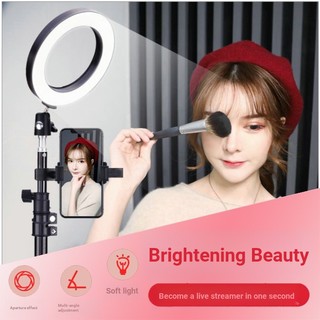 Đèn Led lấp đầy vòng + Kẹp điện thoại di động Đèn chụp ảnh có thể điều chỉnh độ sáng ba màu Live Broaast Tripod Live Broaast Light Fill Light Beauty Light Tripod Anchor Fill Light Beauty Makeup Live Broaast