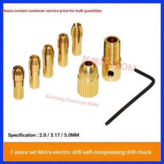 Bộ 7 món Máy khoan điện Mini Chuck Đầu quay tự săn chắc Máy khoan điện nhỏ Kẹp mũi khoan Kẹp máy khoan cầm tay Chế biến gỗ Đồng khoan kẹp Multi @