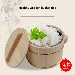 Nhà hàng khách sạn thùng gỗ cơm thùng gỗ thùng cơm chứa gạo nhỏ thùng cơm gỗ thùng gỗ nắp thùng nước gạo cách nhiệt xô thìa miễn phí