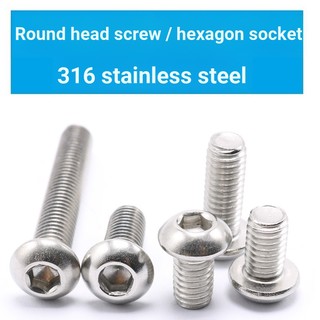 3255 > [M4 M5 M6 M8 M10] Thép không gỉ 316 Đầu Tròn Lục Giác Ổ Cắm Vít Hình Bán Nguyệt Đầu Chảo Đầu Lục Giác Ổ Cắm Vít Bu Lông