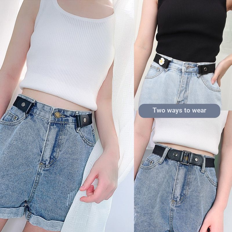 2023 Mới Thắt Lưng Đàn Hồi Nữ Vô Hình Thắt Lưng Nữ Quần Jean Phù Hợp Với Học Sinh Đơn Giản Thắt Lưng Co Giãn Khóa Lười Thắt Lưng