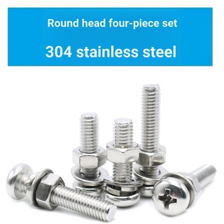 3286 > [M3 M4] Bộ máy giặt đai ốc vít đầu tròn 304 bằng thép không gỉ Bolt Bolt Máy giặt phẳng Nối dài kết hợp vít Daquan