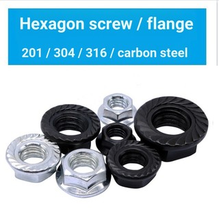 3453 > thép không gỉ 201 / 304 / 316 đai ốc mặt bích lục giác đai ốc chống trượt
