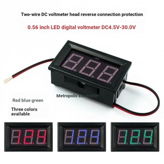 2085 > Đầu Vôn Kế Hai Dây 2cm LED Kỹ Thuật Số Vôn Kế 4.5V-30.0V Bảo Vệ Kết Nối Ngược