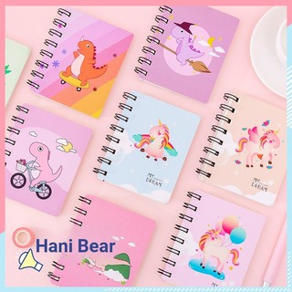 🍓Gấu Hani🍓Hoạt Hình Dễ Thương Magic Khủng Long Rollover Coil Notebook Sinh Viên Mini Di Động A7 Notebook Pocket Notepad