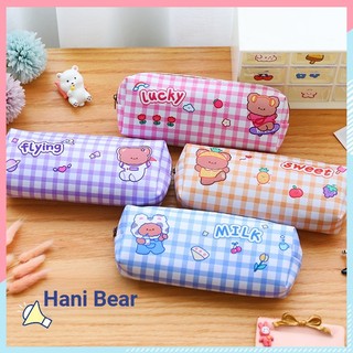 🍓Gấu Hani🍓Ins Gấu Dễ Thương Hộp Văn Phòng Phẩm Sáng Tạo Đa Năng Dây Kéo Túi Văn Phòng Phẩm Dung Tích Lớn Hoạt Hình Hộp Đựng