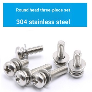 3284 > [M2 M2.5 M3 M4] Đầu tròn bằng thép không gỉ 304 Đầu tròn Phillips Ba vít kết hợp