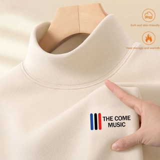 [Ido] Áo nỉ lông cừu hai mặt của Đức Nam Thu Đông Lót lông cừu hợp thời trang Trận đấu bên trong Kích thước lớn Phong cách Unisex Áo sơ mi đáy hai lớp cổ cao