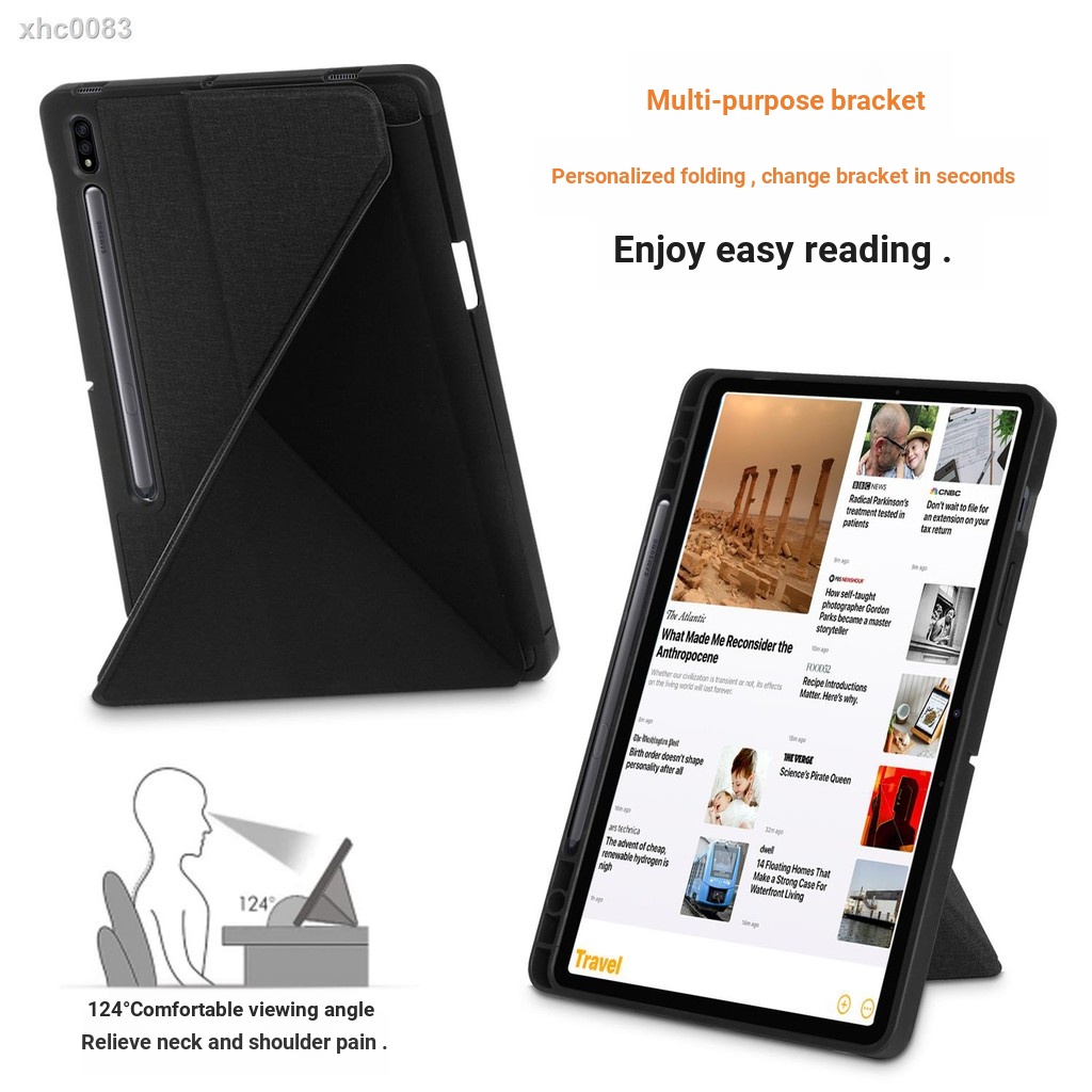 【現貨】平板周邊™♈┋三星平板galaxy tab s7保護套帶筆槽S7plus磁吸SM-t970/T975電腦外殼11