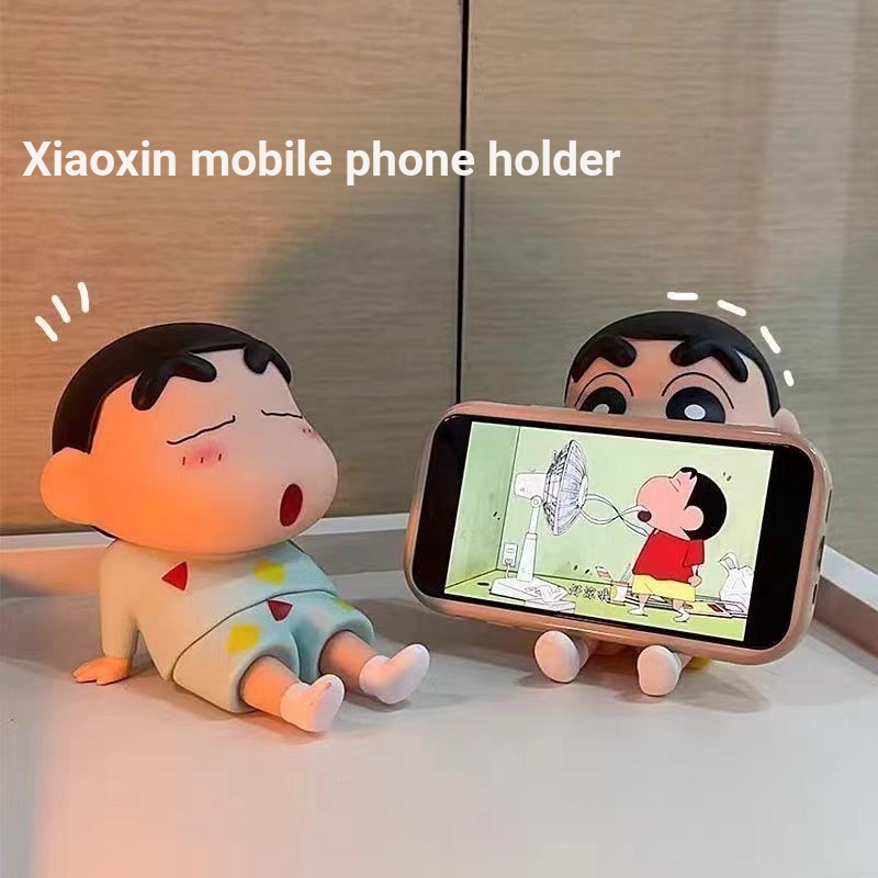 Crayon Shin-Chan Điện Thoại Di Động Giá Đỡ Lười Trang Trí Mô Hình Búp Bê Crayon Shin-Chan Trang Trí 