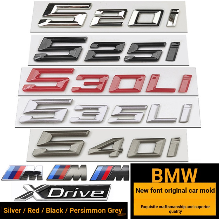 Logo ô tô BMW 525LI 530LI Phông chữ lớn 525I 530E 520D Đen Hồng Xám Đuôi Sau Logo