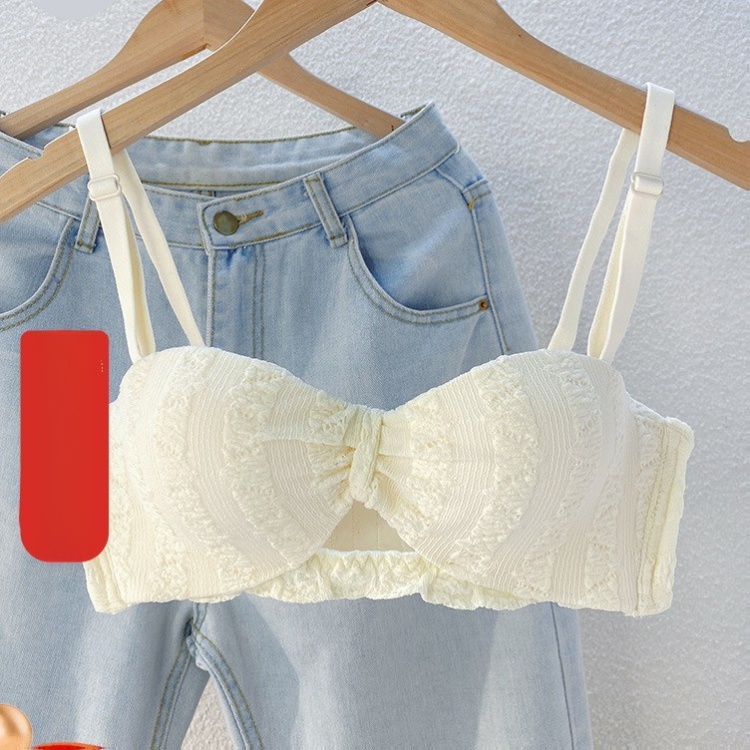 Bump Secret ~ Mùa Thu Đông Nửa Cốc Ngực Nhỏ Push-Up Quần Lót Một Cốc Flat Ngực Bé Gái Nhìn Lớn Top H