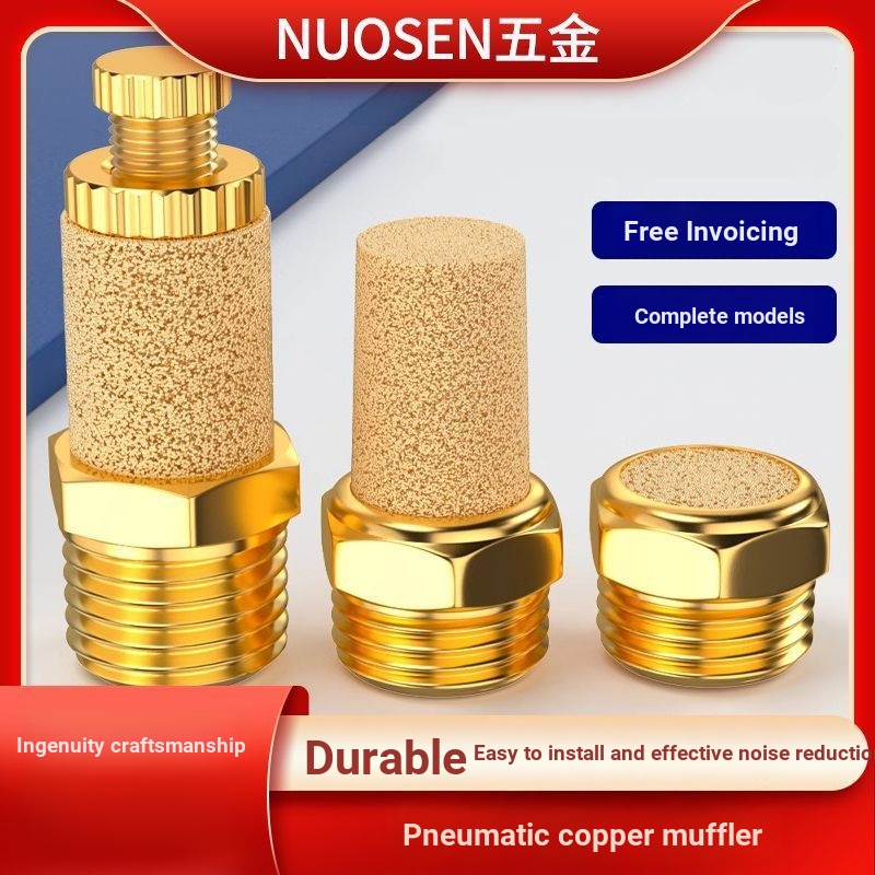 Van điện từ khí nén Bộ giảm thanh xả BSL-01-02-03 Đồng đầu dài / đầu phẳng Bộ lọc giảm thanh khí nén