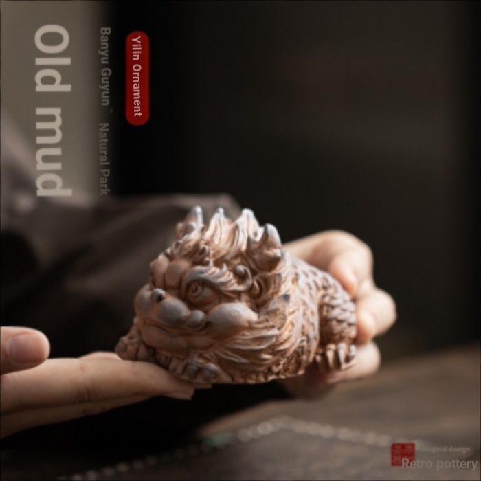 Đồ trang trí Old Rock Mud Kirin Bàn trà Trung Quốc Trà Pet Kung Fu Bộ trà Phụ kiện có thể nâng trà C