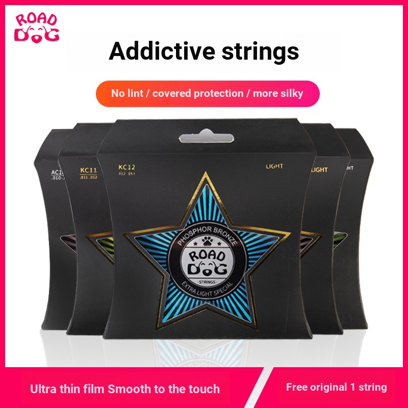 R ROAD DOG ROAD DOG Đàn Guitar Dây Dân Gian Một Bộ 6 Dây Đàn Guitar Acoustic Chống Rỉ Sét Phủ Trọn B