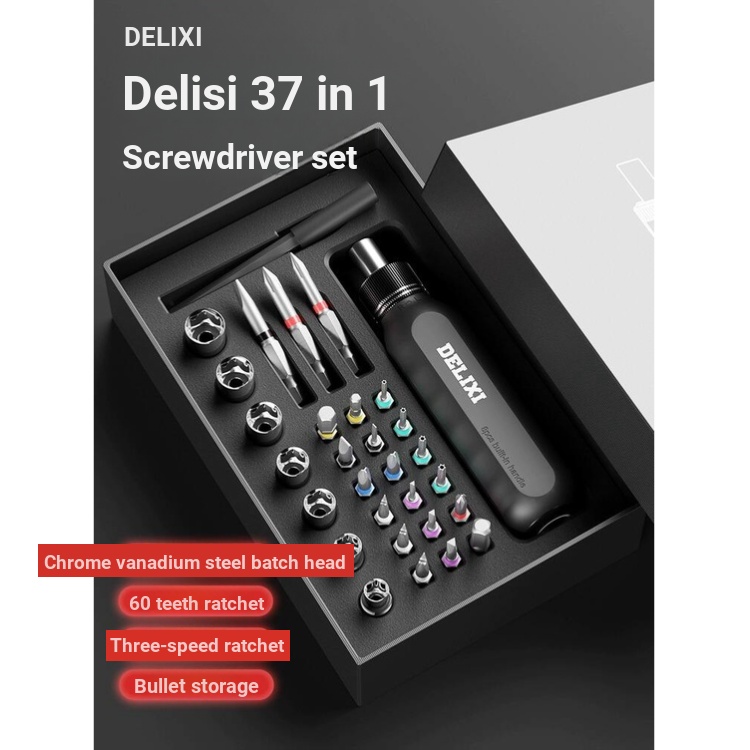 Delixi Ratchet Tua Vít Bộ Dụng Cụ Đa Năng Hoa Mai Tua Vít Hộ Gia Đình Đa Năng Nhỏ Flat Cross Tua Vít