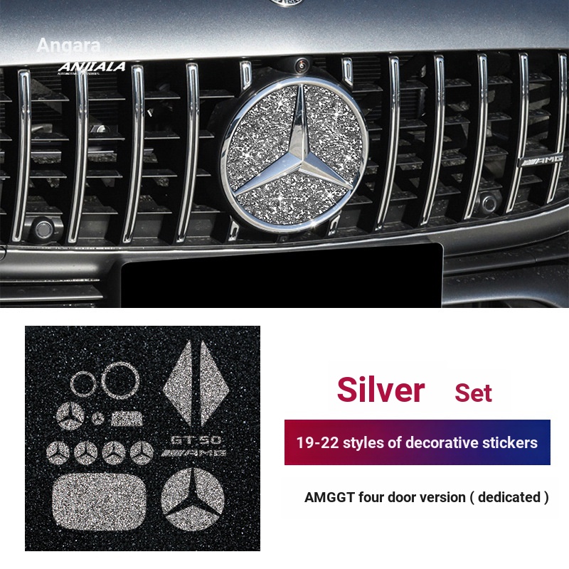 Thích Hợp Cho Benz 22 AMG Benz GT50 GT53 Phía Trước Phía Sau Xe Logo Bánh Xe Trung Tâm Lưới Nhãn Kim