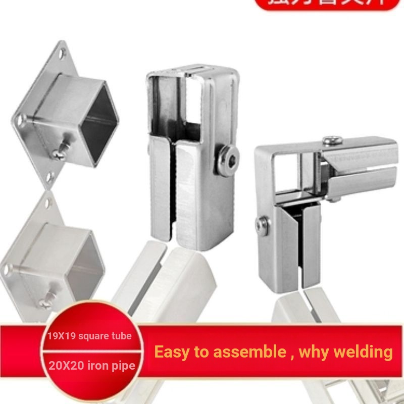 20X20 Đầu nối ống thép không gỉ Kệ thẻ cố định 19X19 Ống vuông Khớp ống mạ kẽm Lắp ráp dây buộc mới 