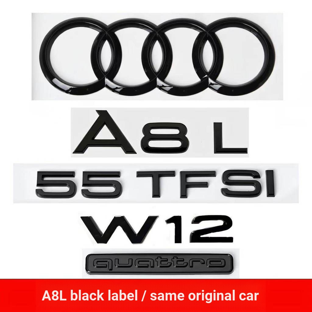 Audi A8L Đuôi Nhãn W12 Nhãn Xe Ô Tô Sửa Đổi 50 55 60TFSI Dịch Chuyển Bốn Bánh Lái Xe Phía Sau Từ Miế